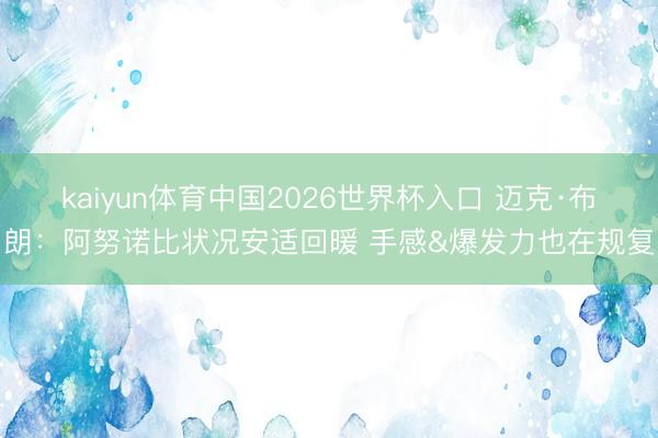 kaiyun体育中国2026世界杯入口 迈克·布朗：阿努诺比状况安适回暖 手感&爆发力也在规复