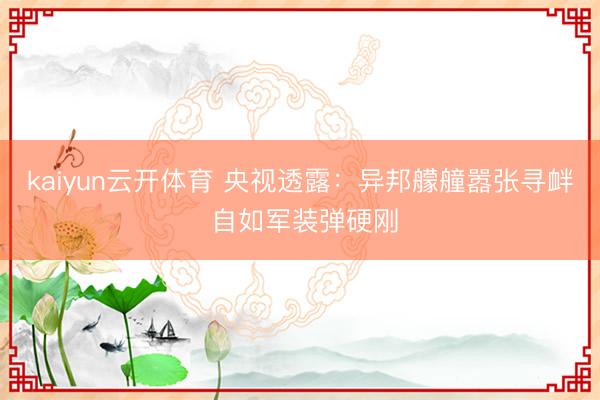 kaiyun云开体育 央视透露：异邦艨艟嚣张寻衅 自如军装弹硬刚
